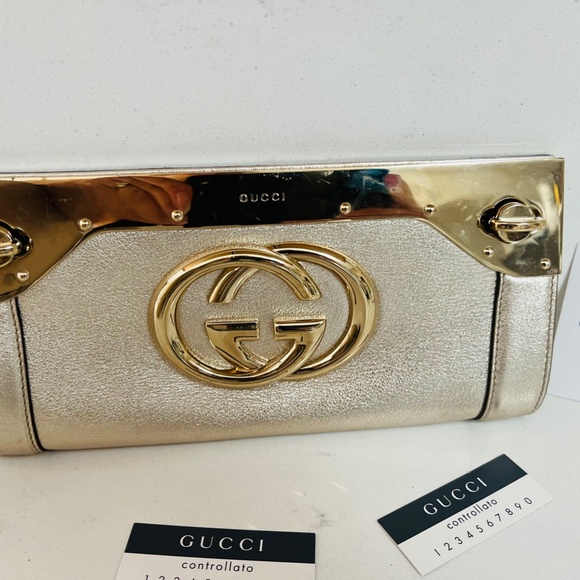 RARE Gucci Gold GG Evening bag, Gucci gold evening clutch, Hard to find Gucci - Picture 1 of 8